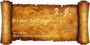 Klohs József névjegykártya